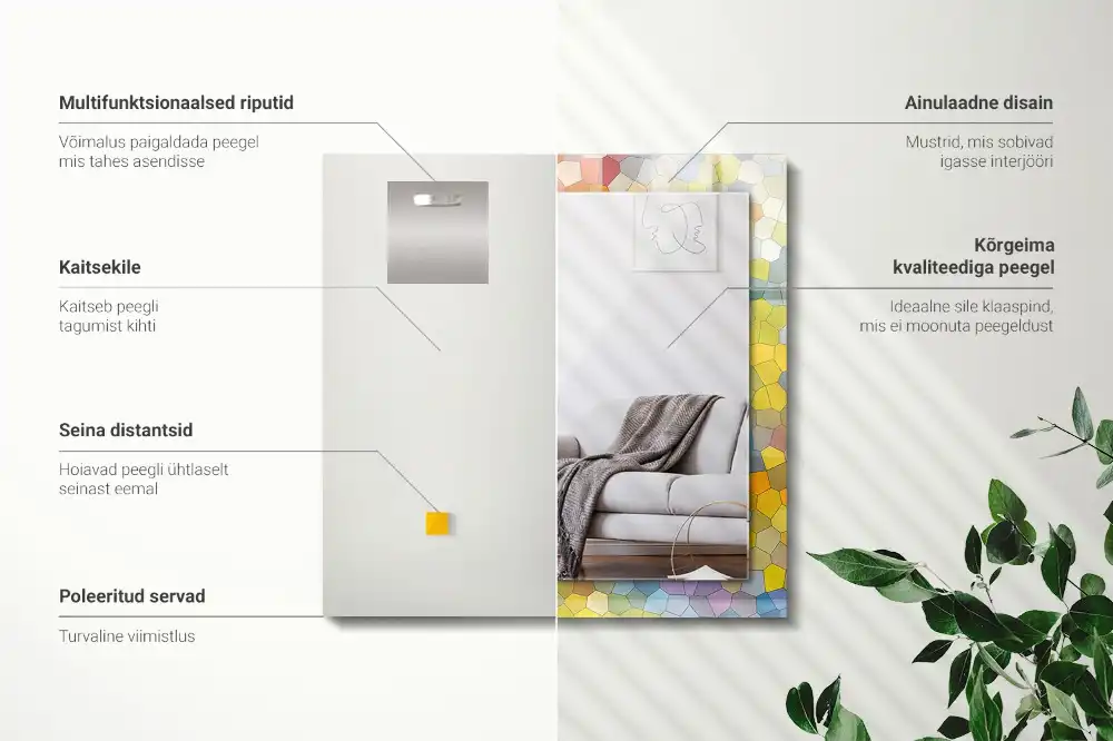 Rektangulär spegel med tryck Färgglad abstrakt mosaik