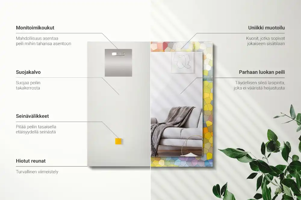 Rektangulär spegel med tryck Färgglad abstrakt mosaik