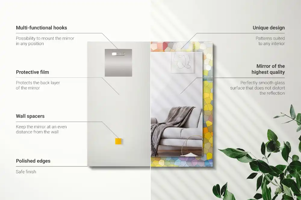 Rektangulär spegel med tryck Färgglad abstrakt mosaik