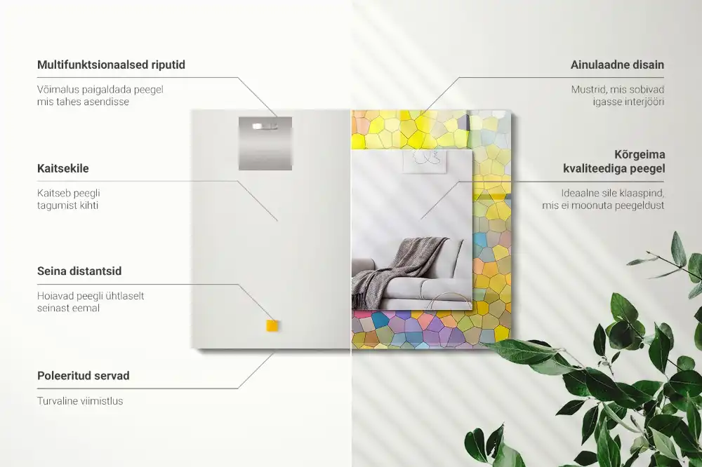 Rektangulär spegel med tryck Färgglad abstrakt mosaik