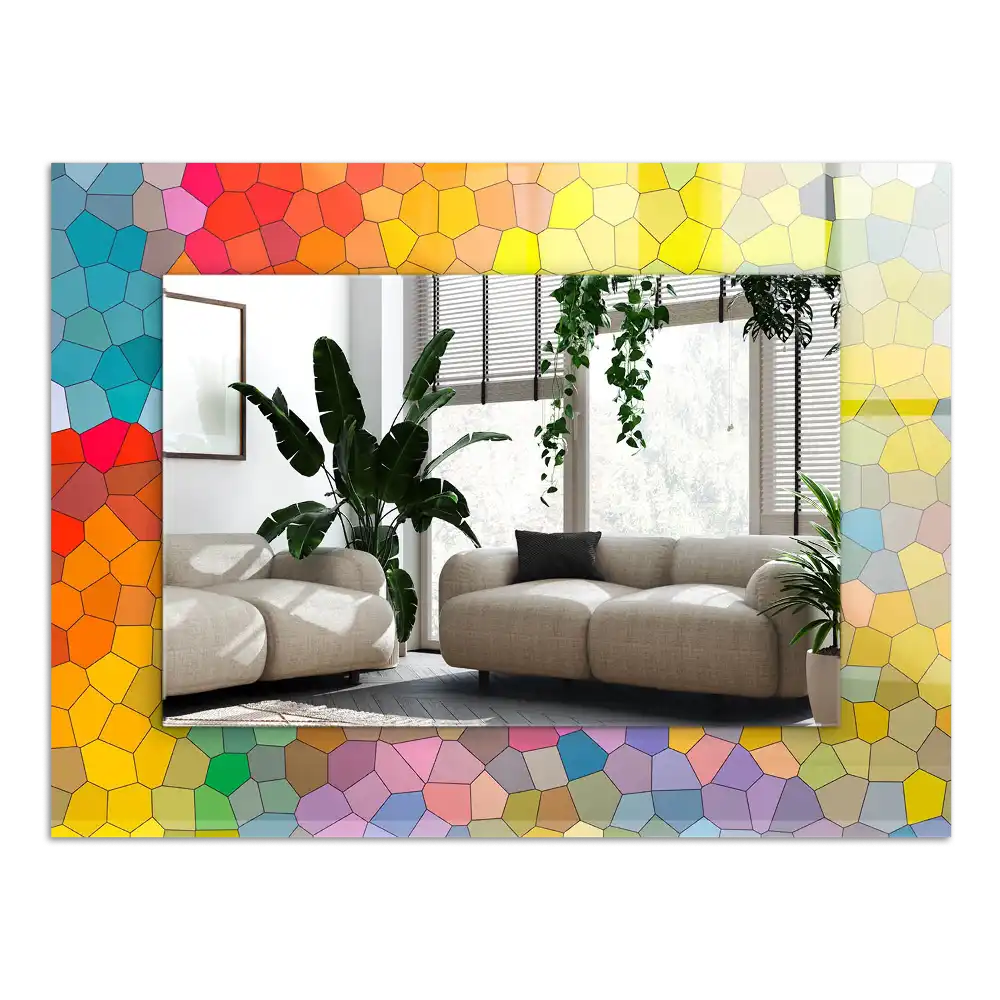 Rektangulär spegel med tryck Färgglad abstrakt mosaik