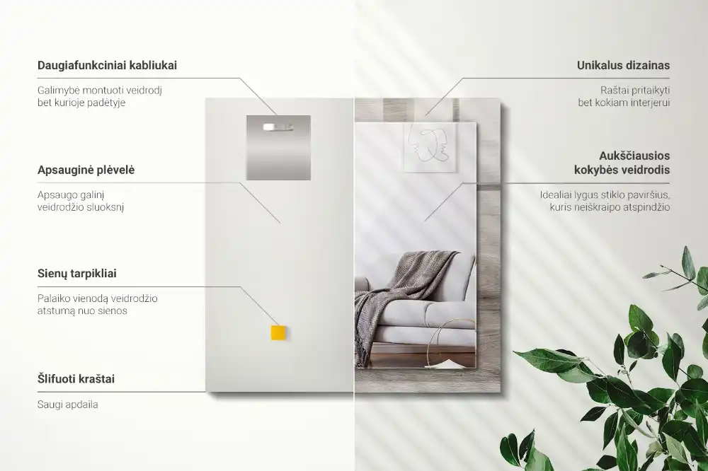 Dekorativ spegel med tryck Träskiva textur