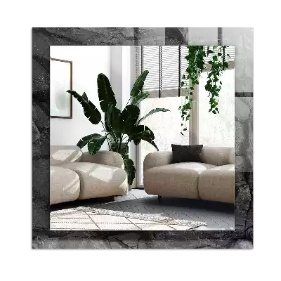 Rektangulär spegel med tryck Svart sten spricker