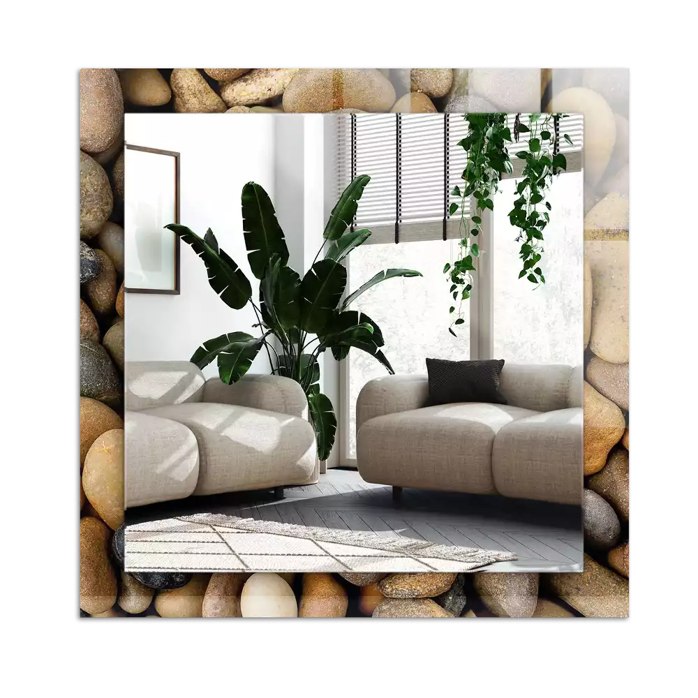 Rektangulär spegel med tryck Färgglada släta stenar