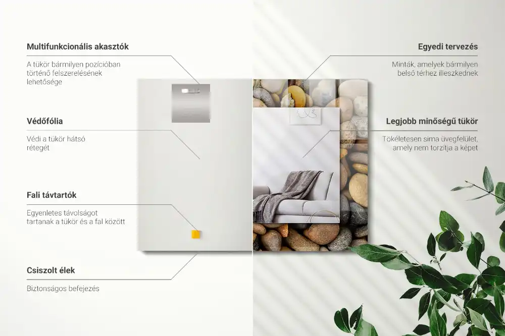 Rektangulär spegel med tryck Färgglada släta stenar