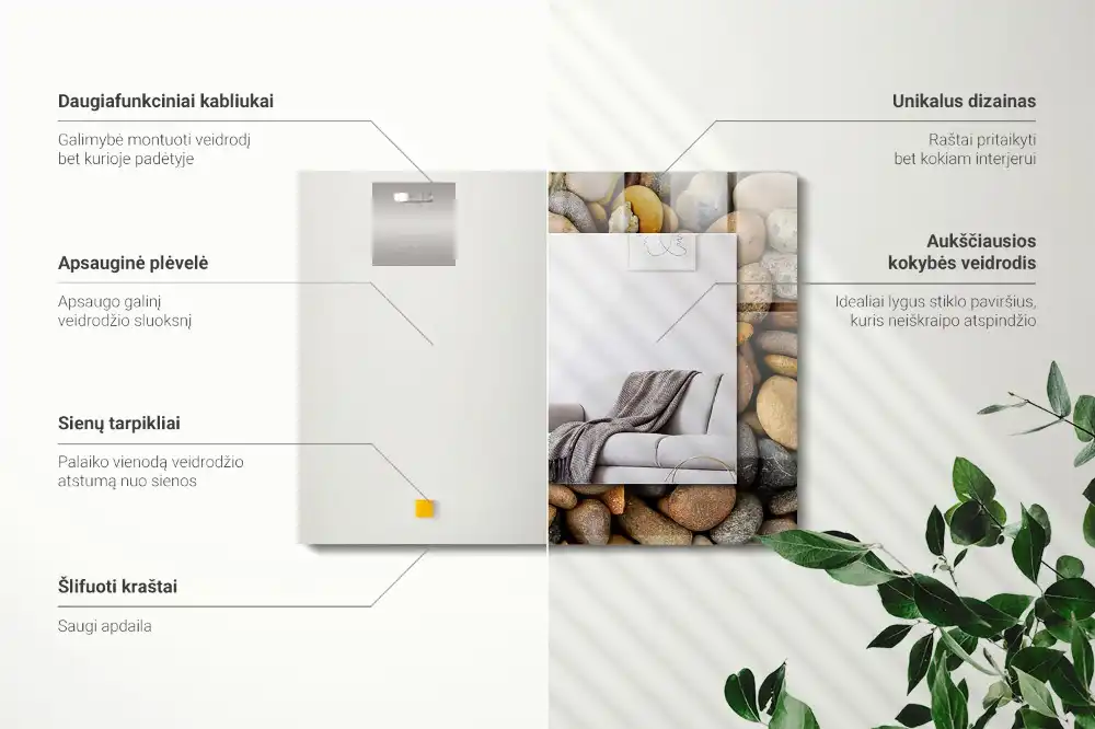 Rektangulär spegel med tryck Färgglada släta stenar