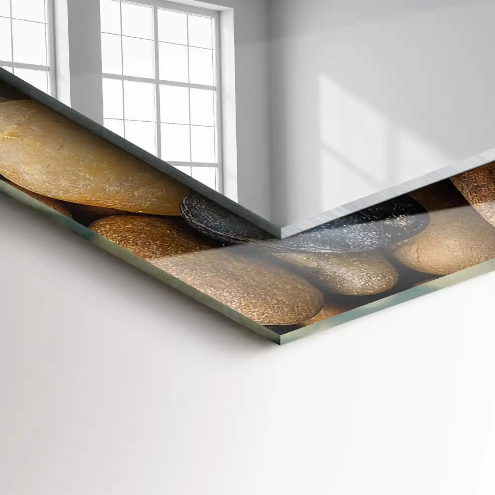 Rektangulär spegel med tryck Färgglada släta stenar