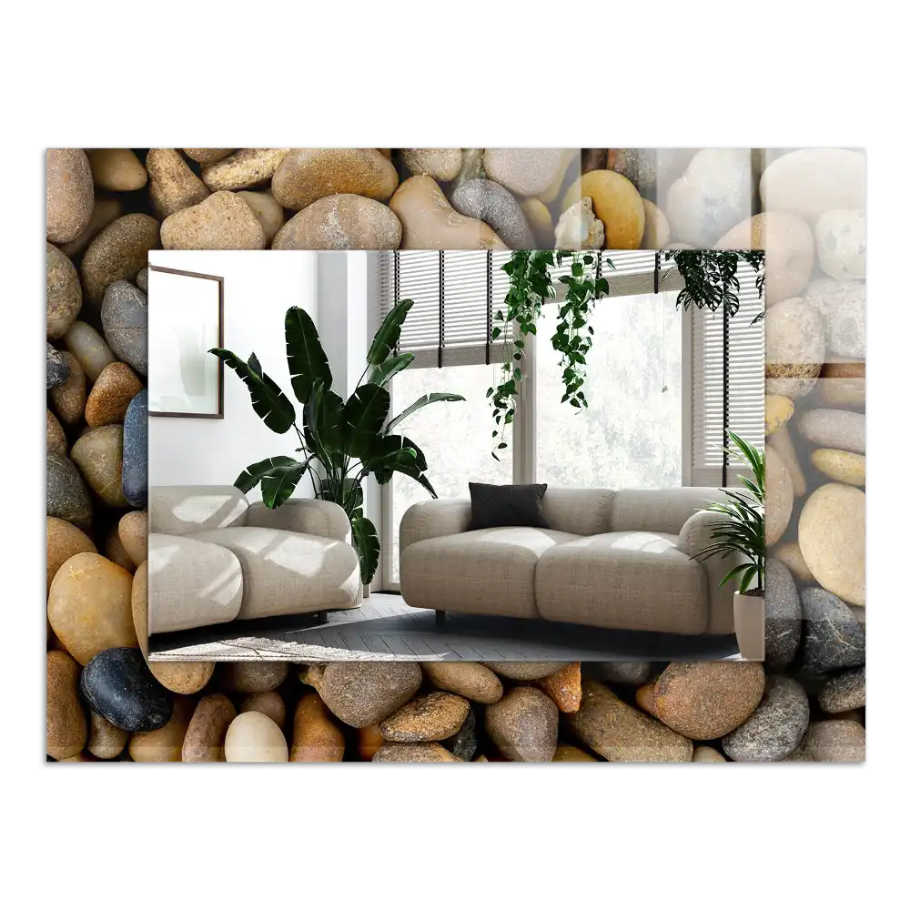 Rektangulär spegel med tryck Färgglada släta stenar