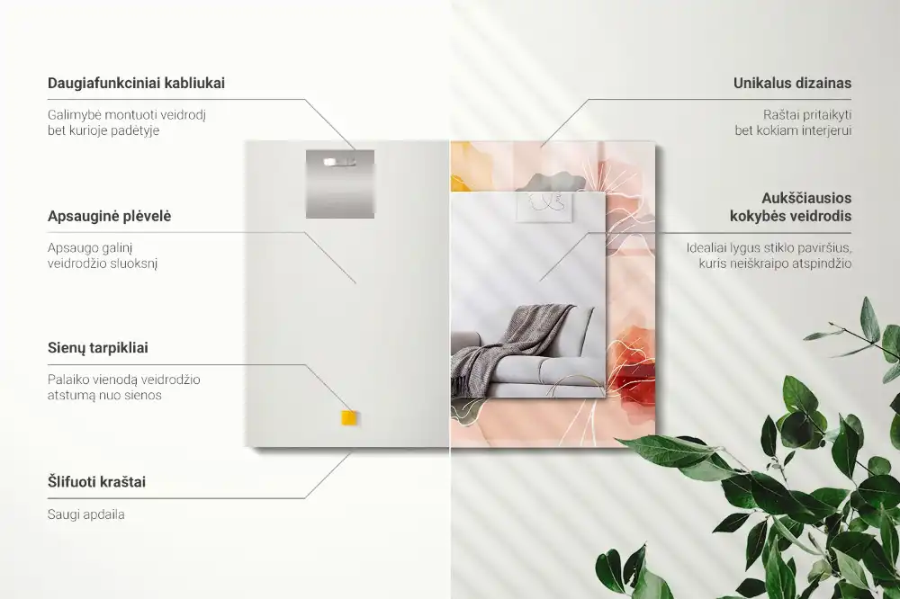 Dekorativ spegel med tryck Abstrakta blommönster