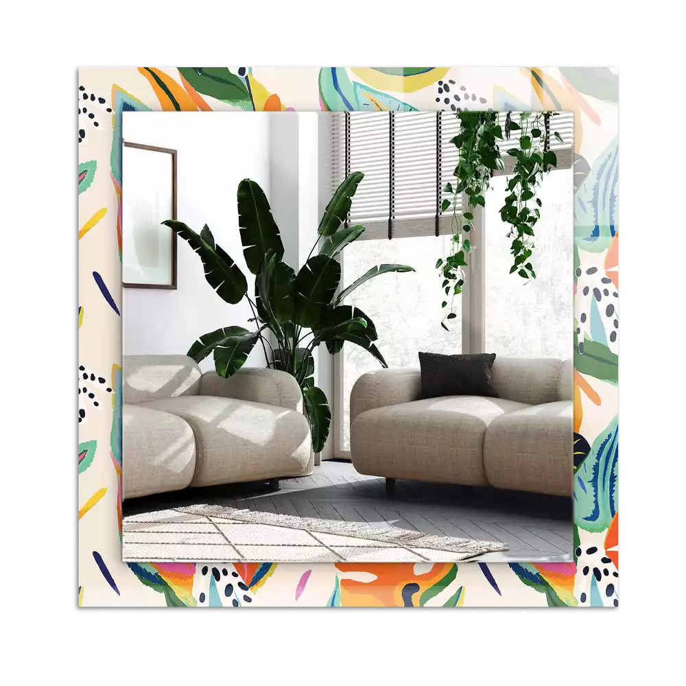 Rektangulär spegel med tryck Färgglada löv mönster