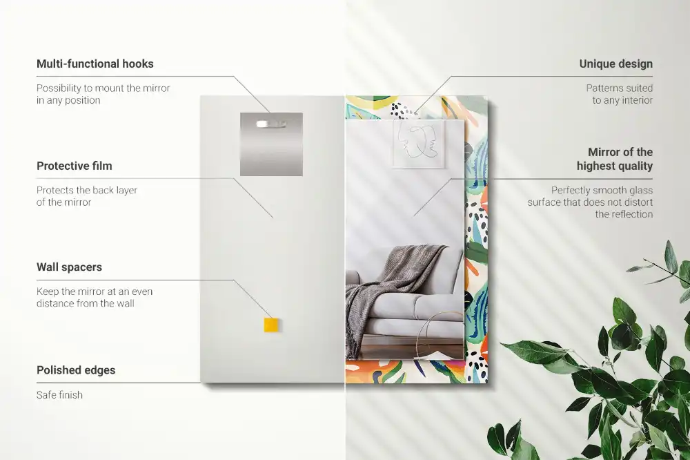 Rektangulär spegel med tryck Färgglada löv mönster