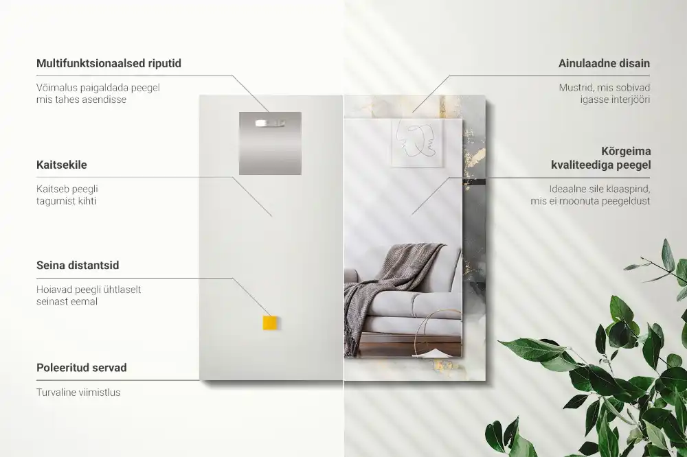 Rektangulär spegel med tryck Abstrakt modern konst