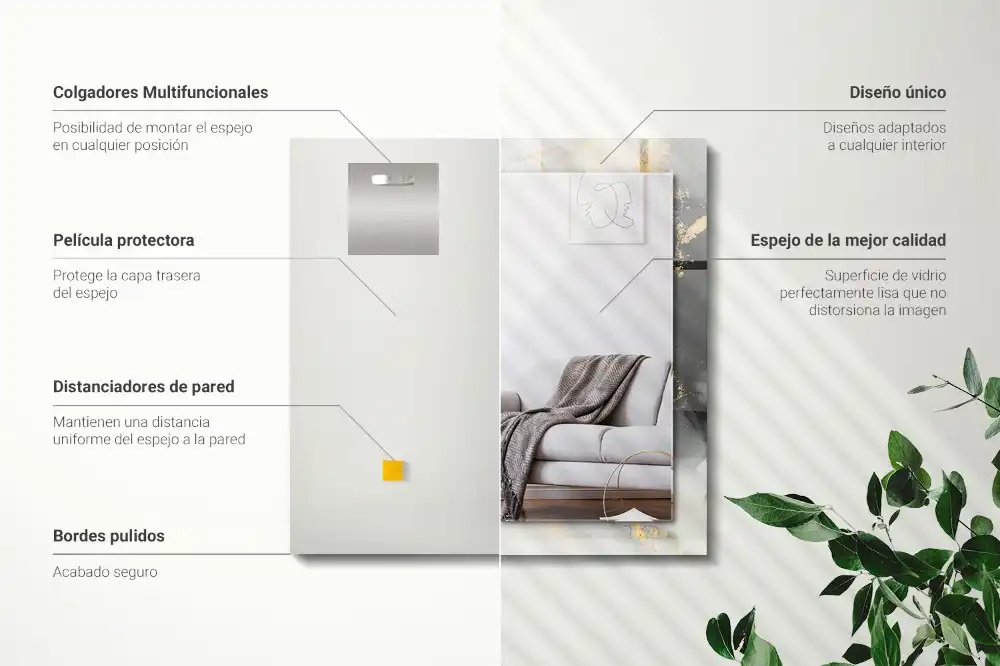 Rektangulär spegel med tryck Abstrakt modern konst