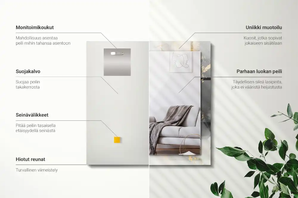 Rektangulär spegel med tryck Abstrakt modern konst