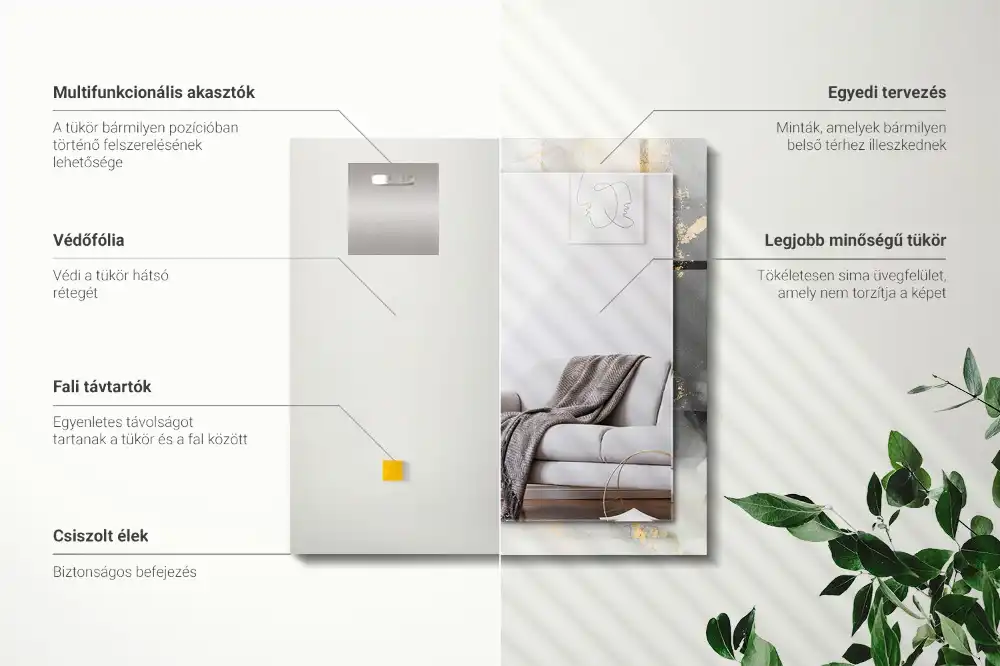 Rektangulär spegel med tryck Abstrakt modern konst