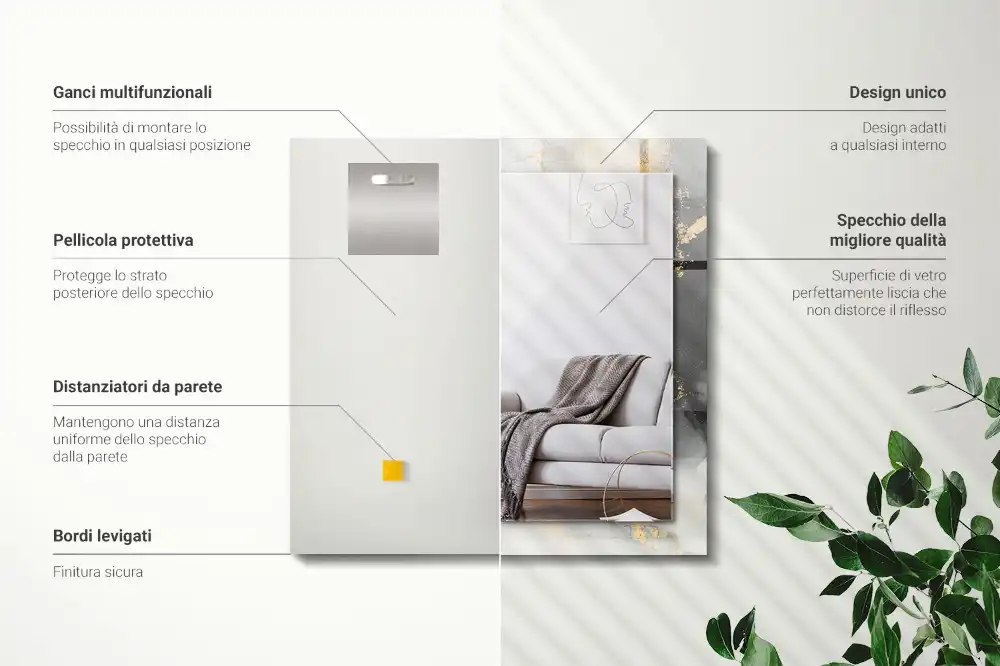 Rektangulär spegel med tryck Abstrakt modern konst