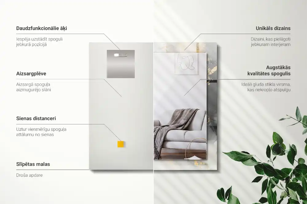 Rektangulär spegel med tryck Abstrakt modern konst