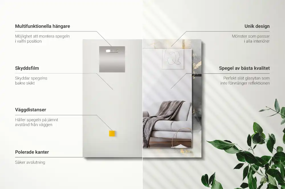 Rektangulär spegel med tryck Abstrakt modern konst