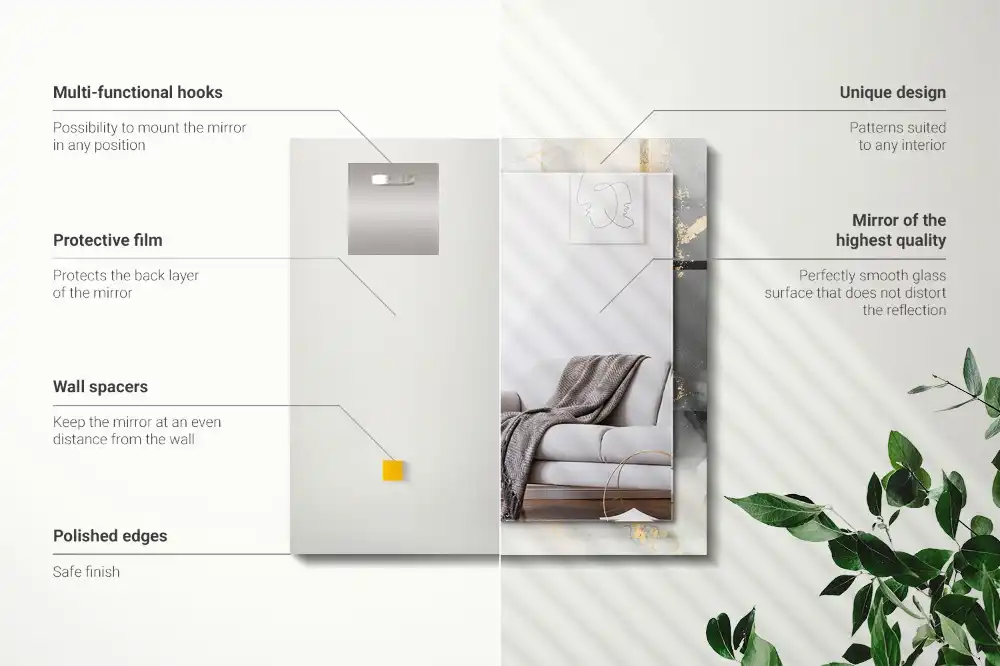 Rektangulär spegel med tryck Abstrakt modern konst