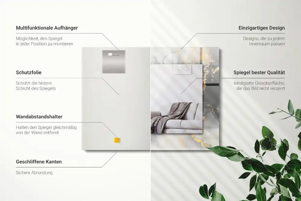 Rektangulär spegel med tryck Abstrakt modern konst