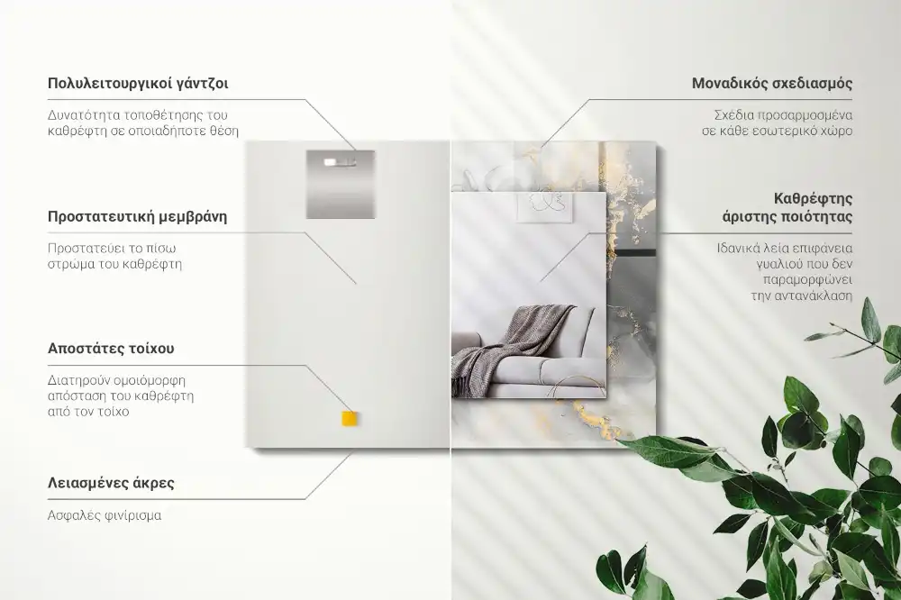 Rektangulär spegel med tryck Abstrakt modern konst