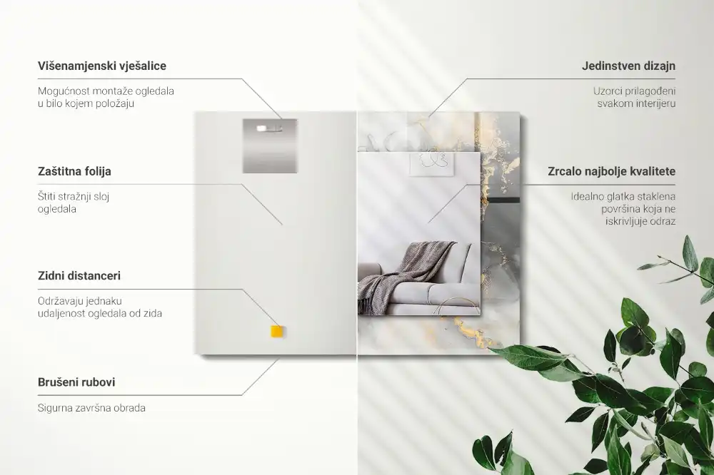 Rektangulär spegel med tryck Abstrakt modern konst