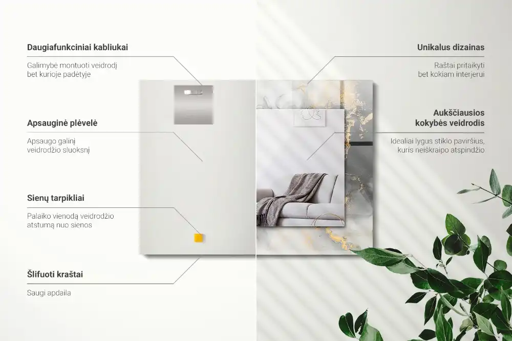 Rektangulär spegel med tryck Abstrakt modern konst