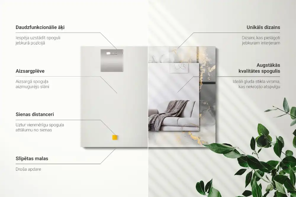 Rektangulär spegel med tryck Abstrakt modern konst