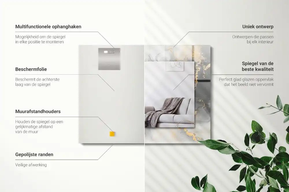 Rektangulär spegel med tryck Abstrakt modern konst