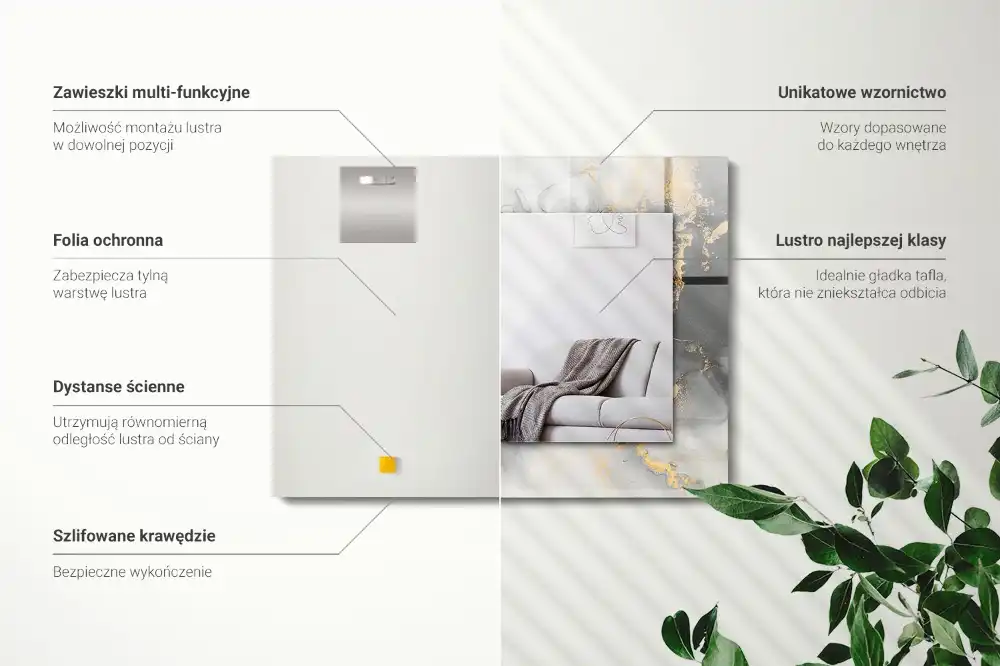 Rektangulär spegel med tryck Abstrakt modern konst