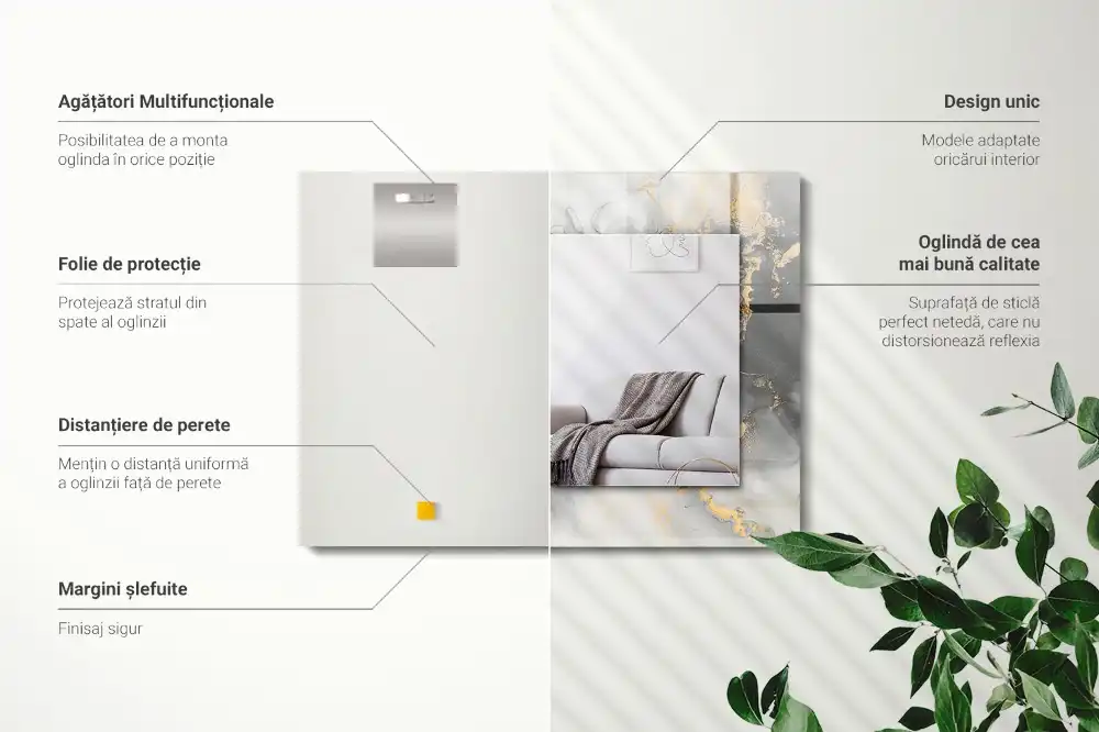 Rektangulär spegel med tryck Abstrakt modern konst