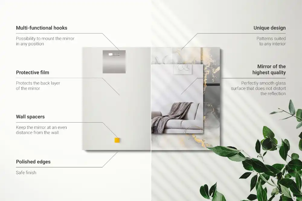 Rektangulär spegel med tryck Abstrakt modern konst