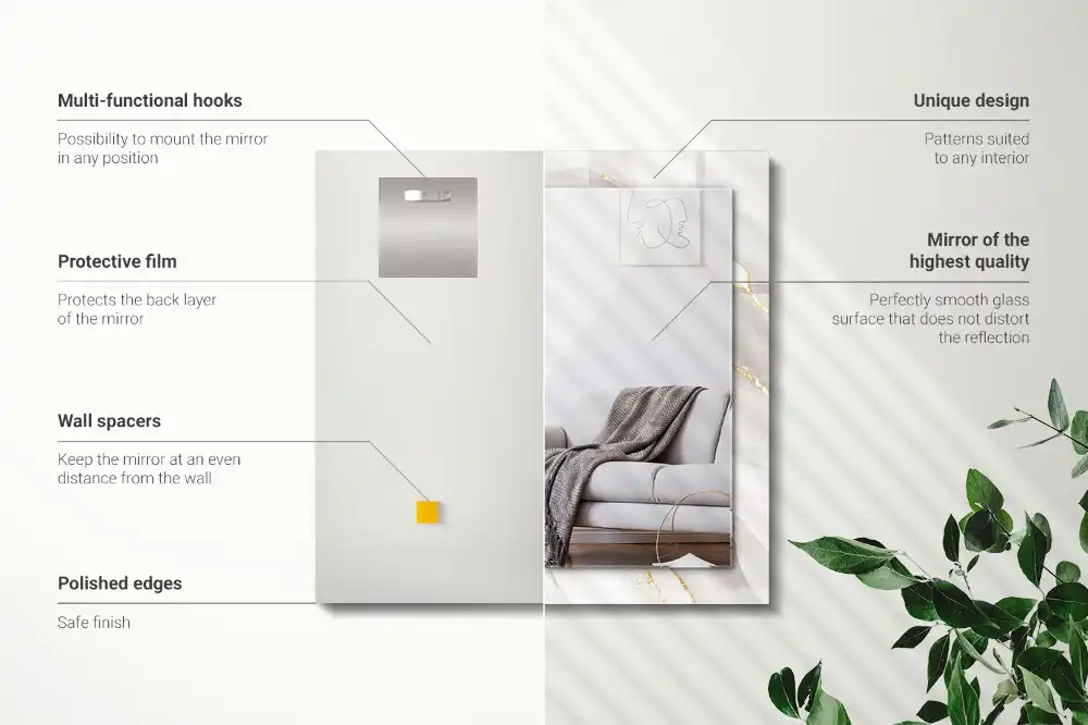 Rektangulär spegel med tryck Grå marmor