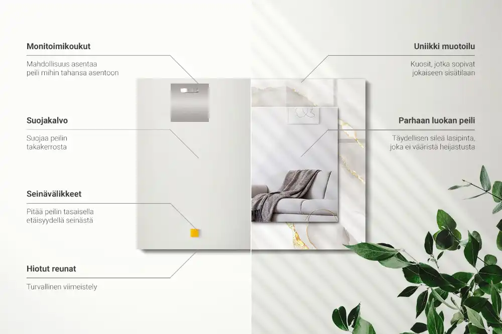 Rektangulär spegel med tryck Grå marmor
