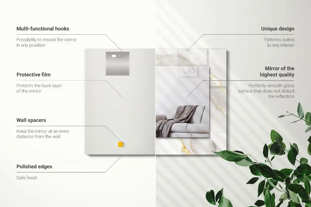 Rektangulär spegel med tryck Grå marmor
