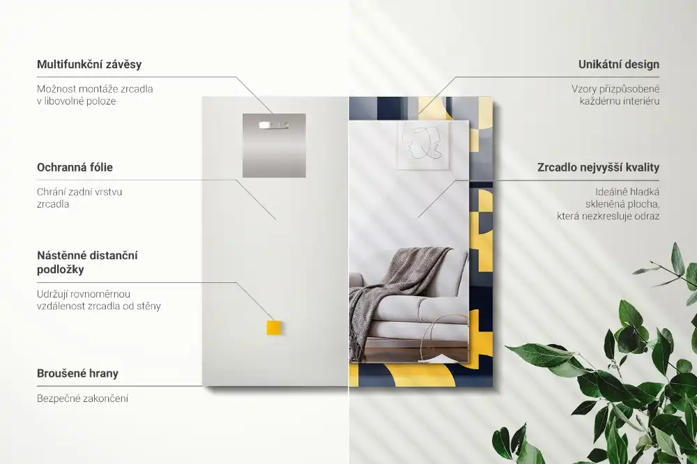 Dekorativ spegel med tryck Abstrakt geometriskt mönster