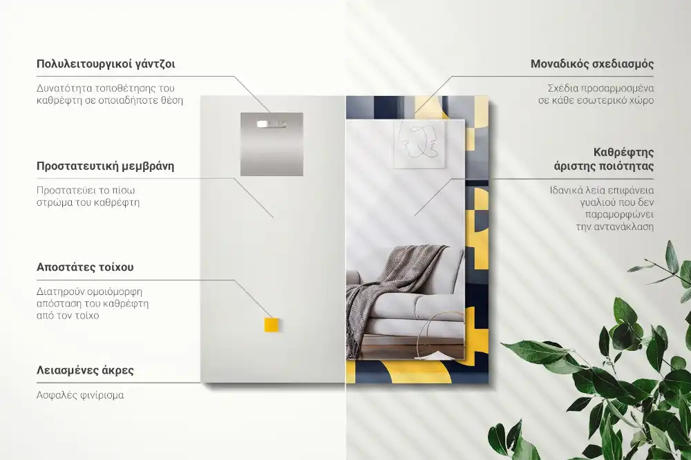 Dekorativ spegel med tryck Abstrakt geometriskt mönster