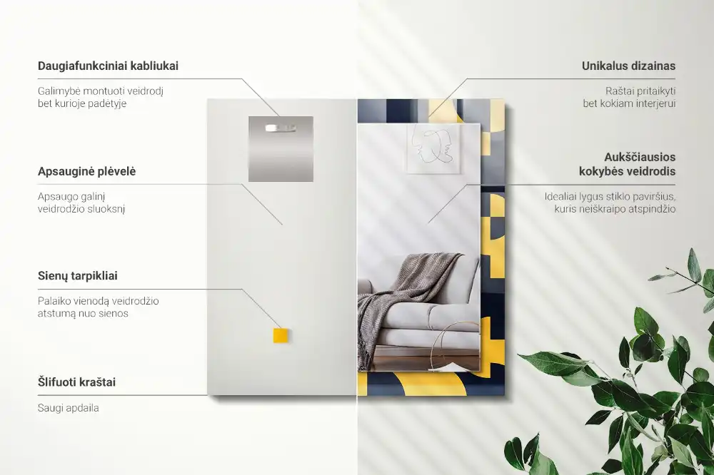 Dekorativ spegel med tryck Abstrakt geometriskt mönster