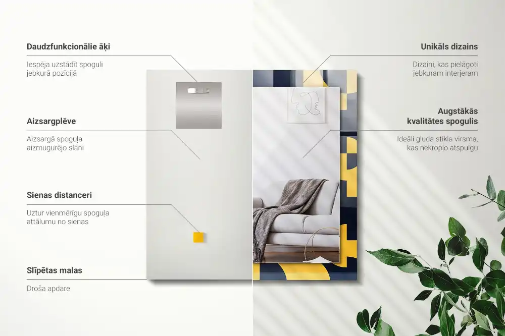 Dekorativ spegel med tryck Abstrakt geometriskt mönster