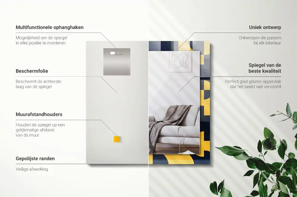 Dekorativ spegel med tryck Abstrakt geometriskt mönster