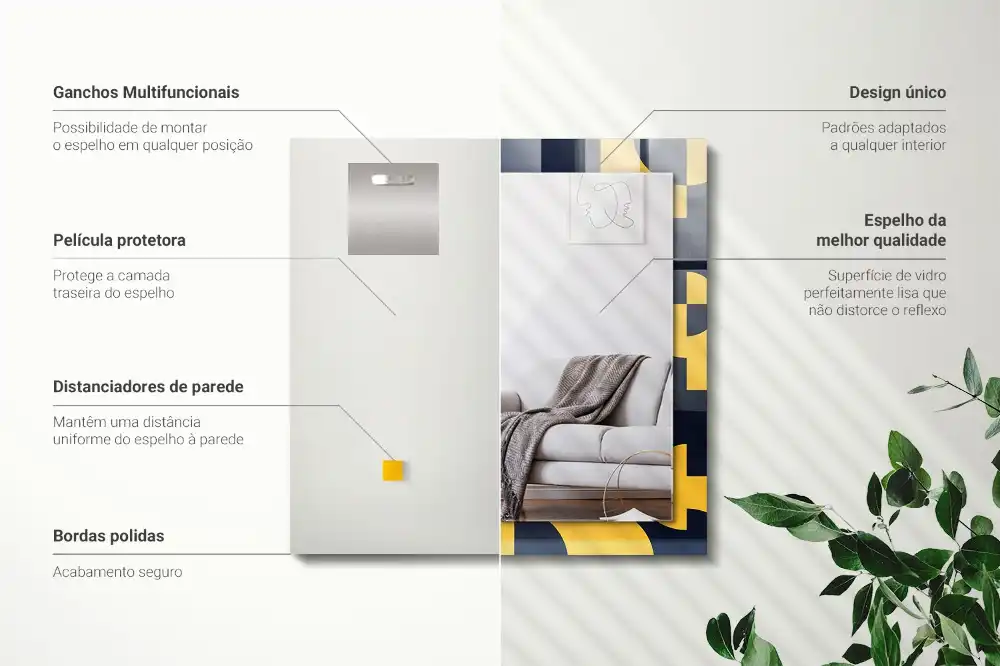 Dekorativ spegel med tryck Abstrakt geometriskt mönster