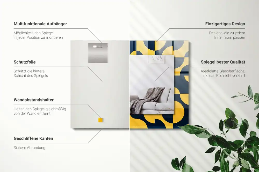 Dekorativ spegel med tryck Abstrakt geometriskt mönster