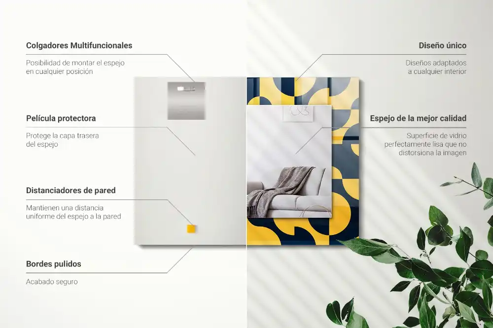 Dekorativ spegel med tryck Abstrakt geometriskt mönster