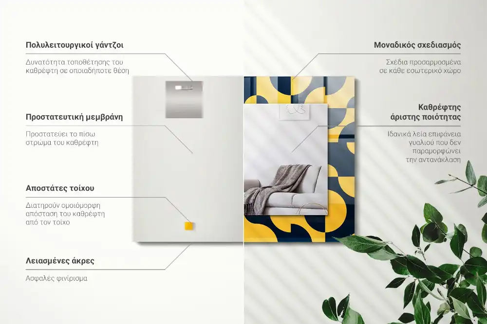 Dekorativ spegel med tryck Abstrakt geometriskt mönster