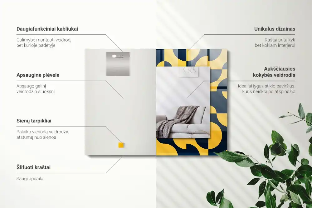 Dekorativ spegel med tryck Abstrakt geometriskt mönster