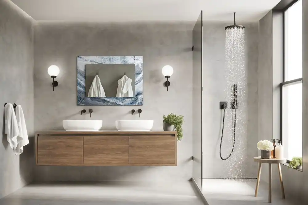 Rektangulär spegel med tryck Marmor i nyanser