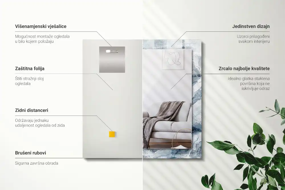 Rektangulär spegel med tryck Marmor i nyanser