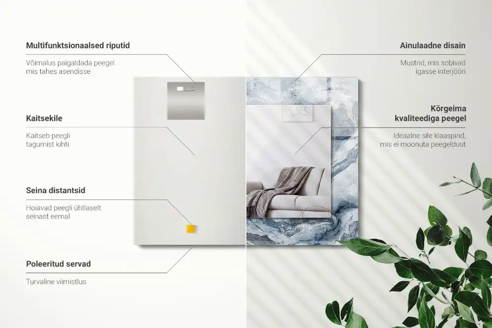Rektangulär spegel med tryck Marmor i nyanser