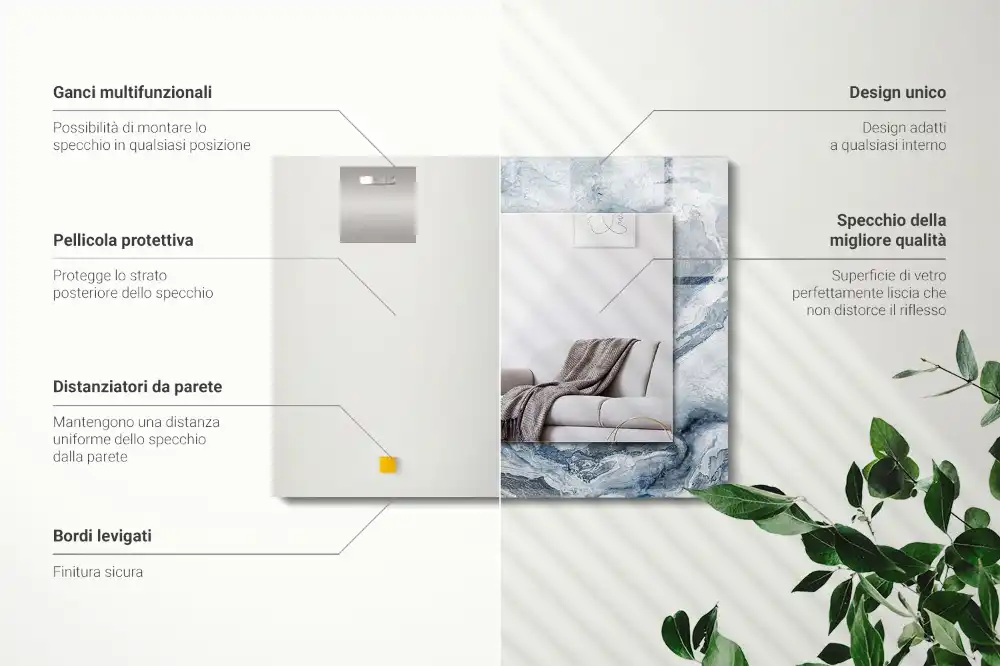 Rektangulär spegel med tryck Marmor i nyanser