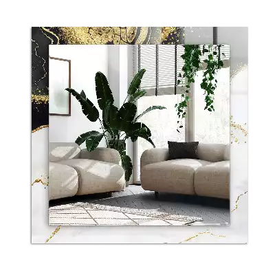 Rektangulär spegel med tryck Abstrakt guldkonst